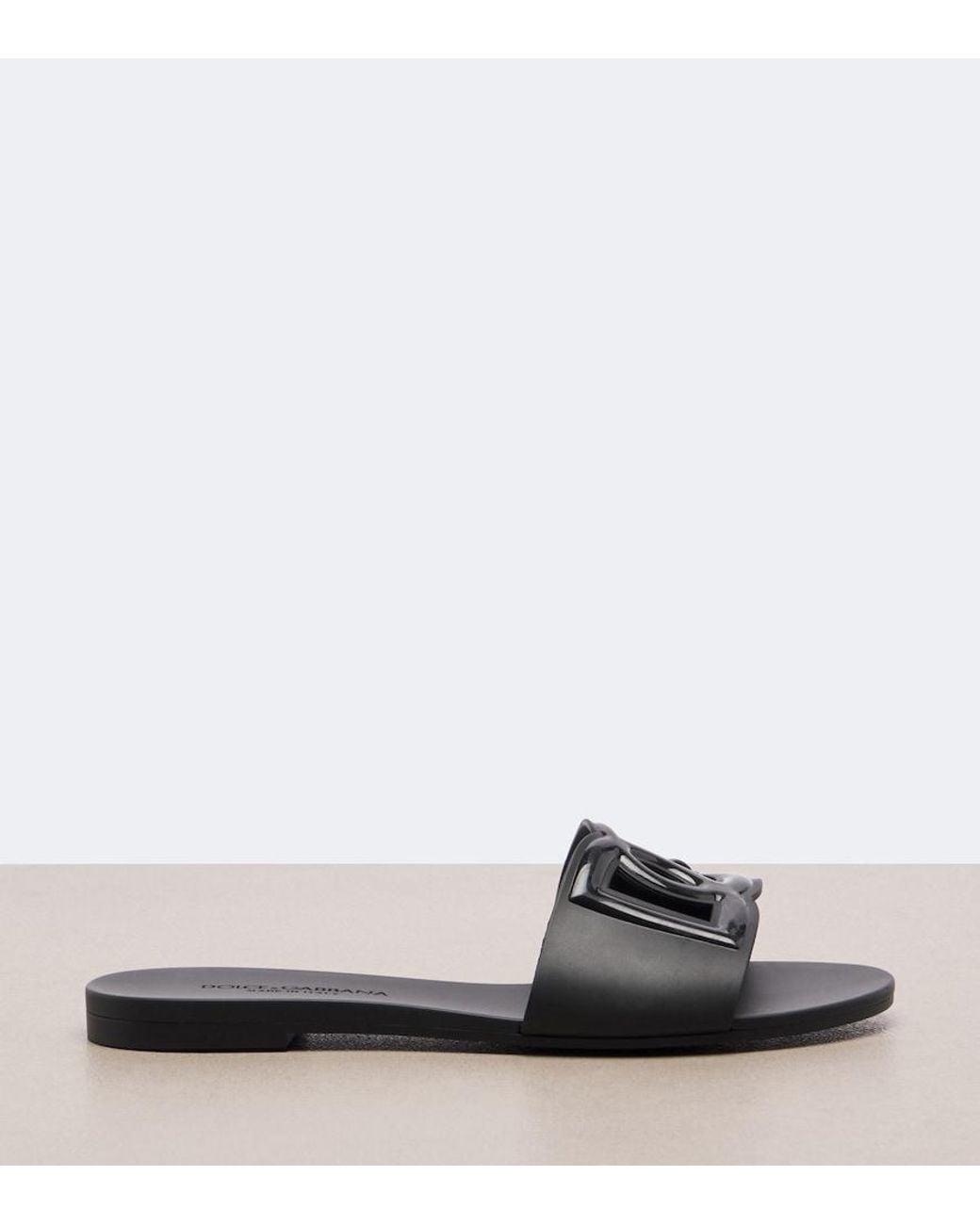 Dolce & Gabbana Black Leather Slides