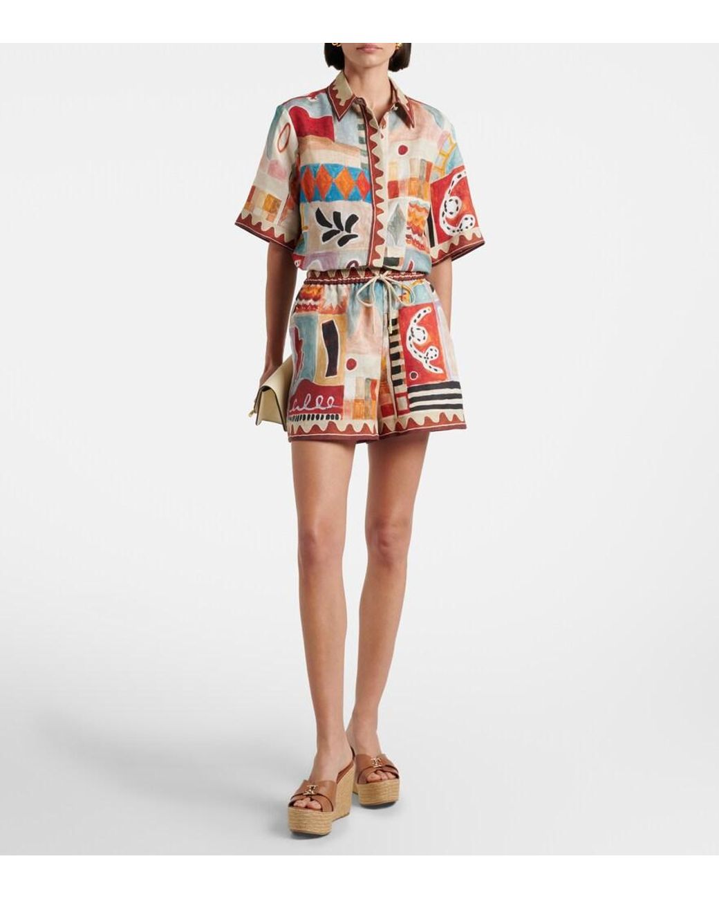 Jimmy Choo Brown Leda 100 Leather Platform Wedge Sandals