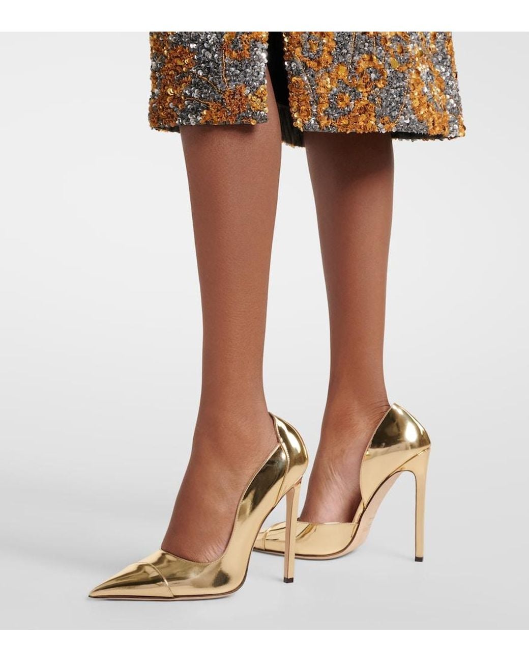 Jimmy Choo Natural Brigitte Mirrored Leather Pumps