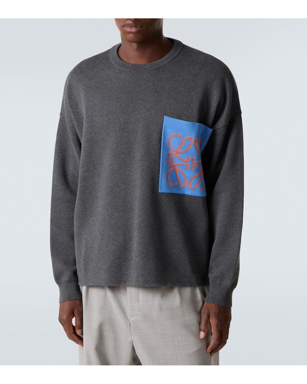 Loewe Gray Anagram Sweater for men