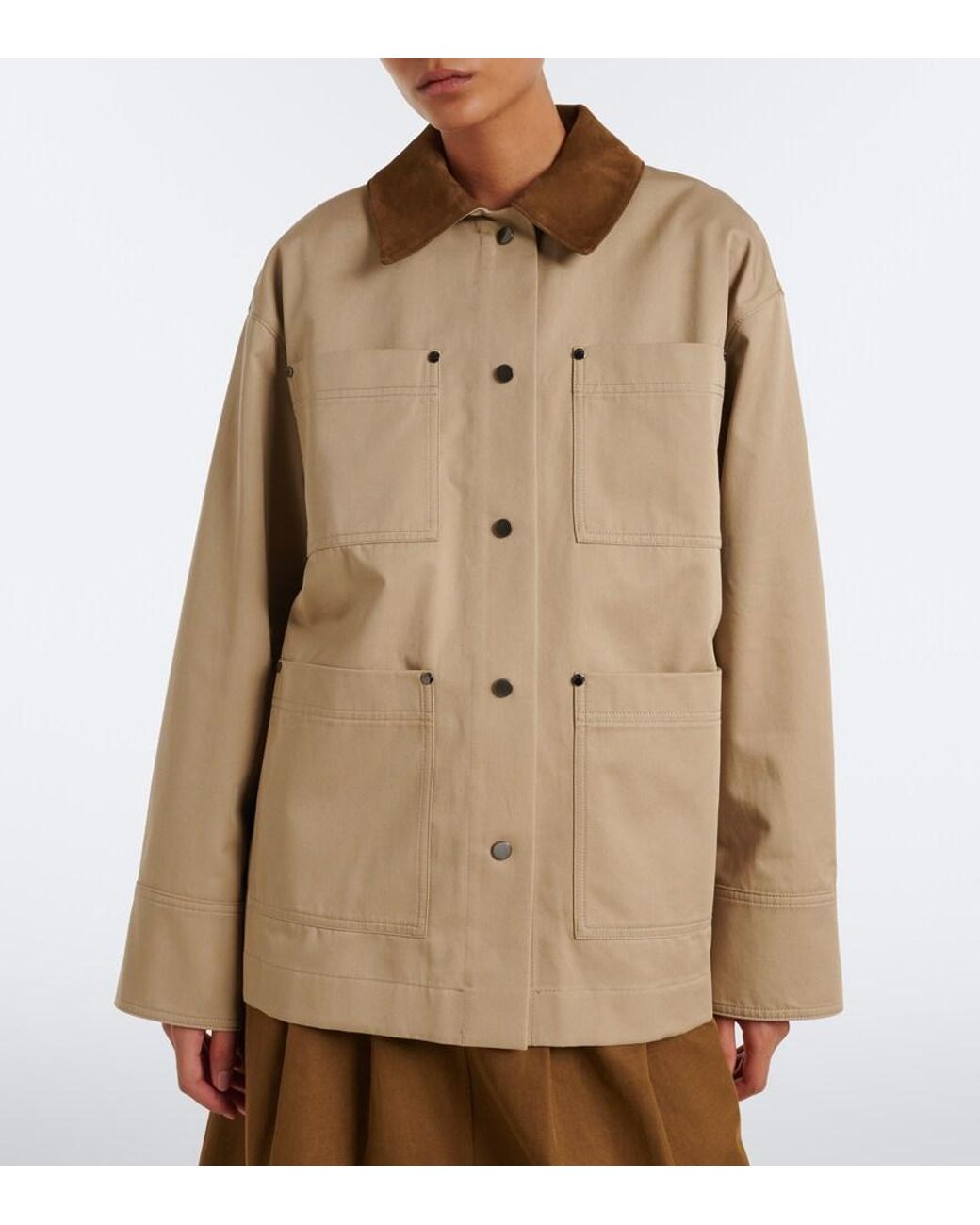 Joseph Natural Athos Suede-Trimmed Cotton Jacket