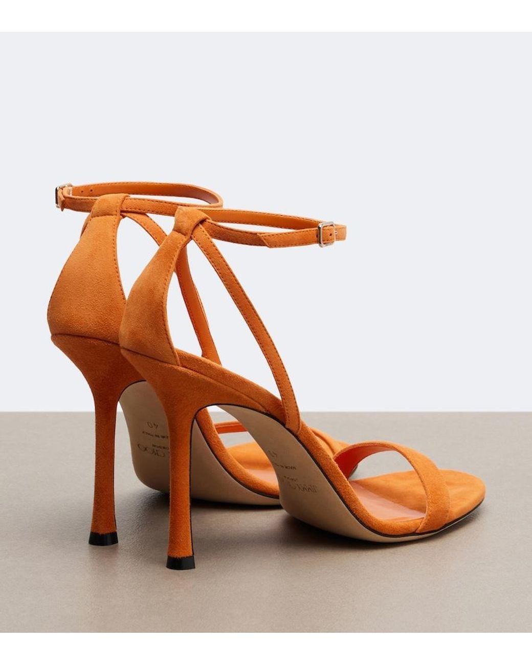 Jimmy Choo Orange Moza Suede Sandals