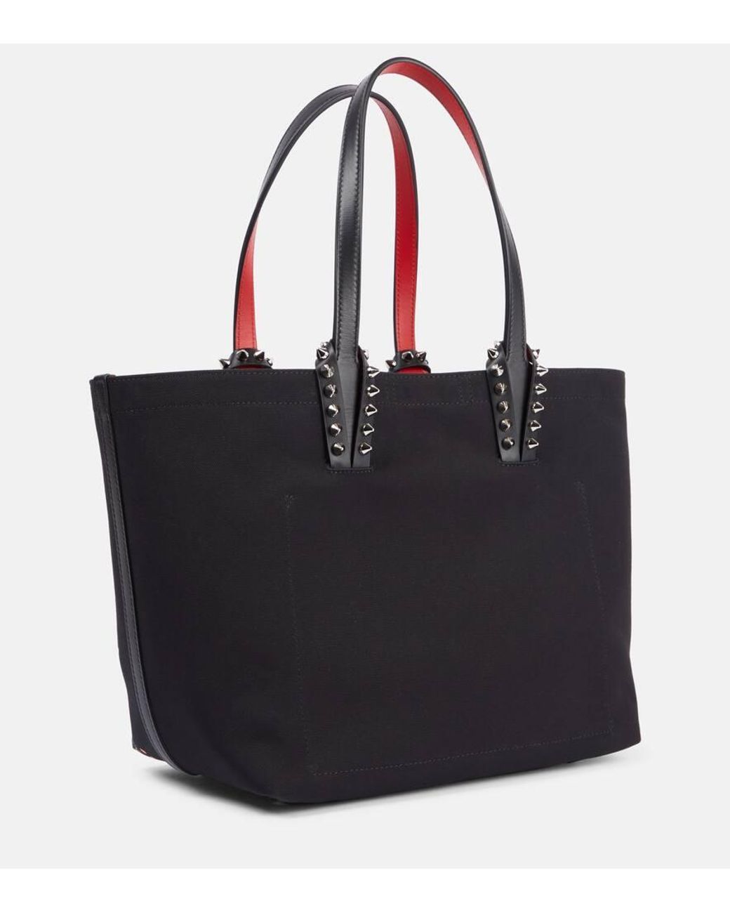 トートバッグ Cabata Large leather-trimmed canvas tote bag christian-louboutin-black-