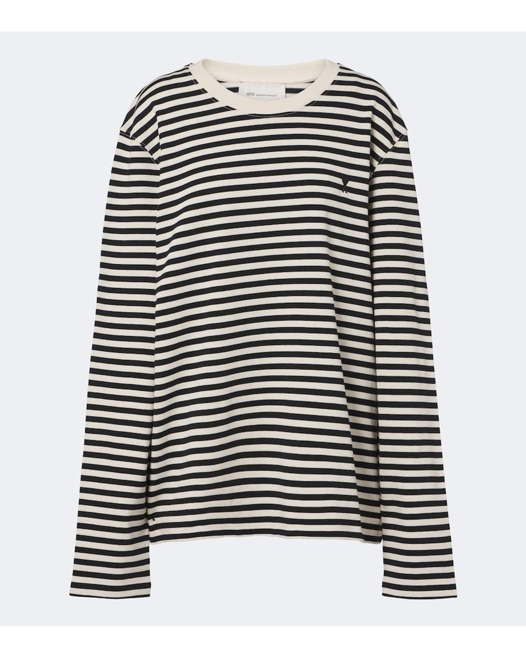 AMI Black Ami De Coeur Striped Cotton T-Shirt