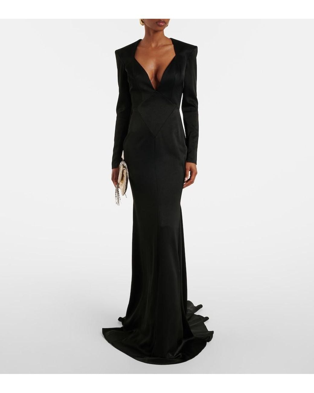 Alex Perry Black Satin Crepe Gown