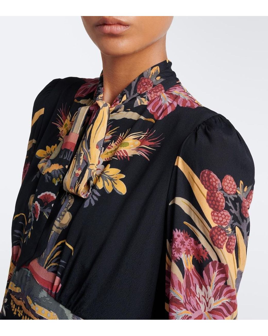Etro Black Printed Crepe De Chine Maxi Dress