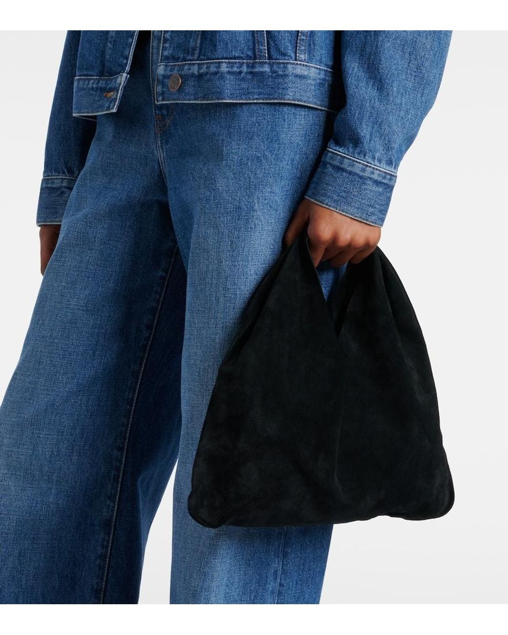 Sac A Main Bindle Small En Daim The Row en coloris Black