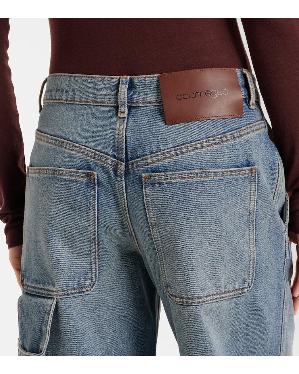 Courreges Blue Logo Wide-Leg Jeans