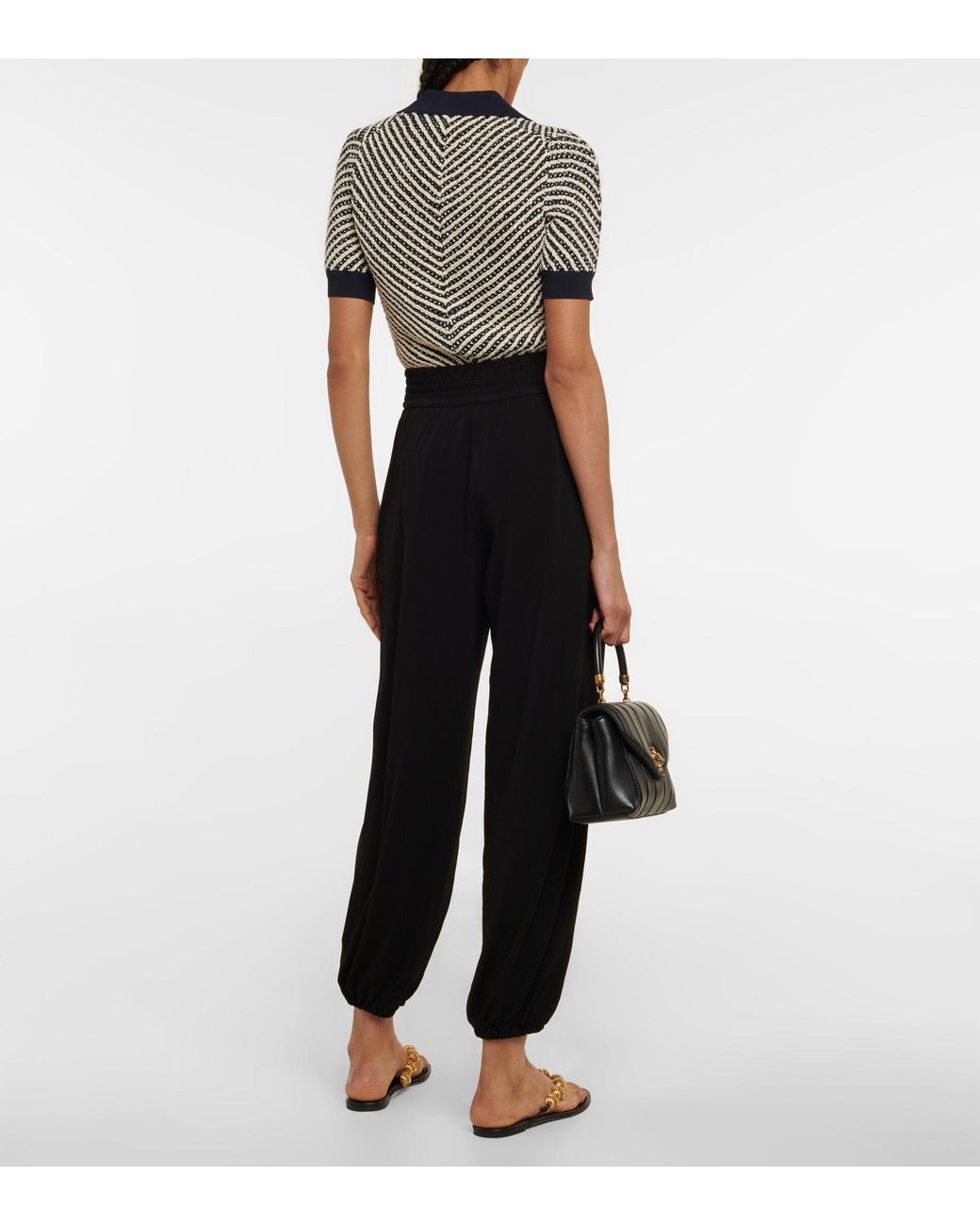 Tory Burch High-rise Jersey Pants in Black | Lyst
