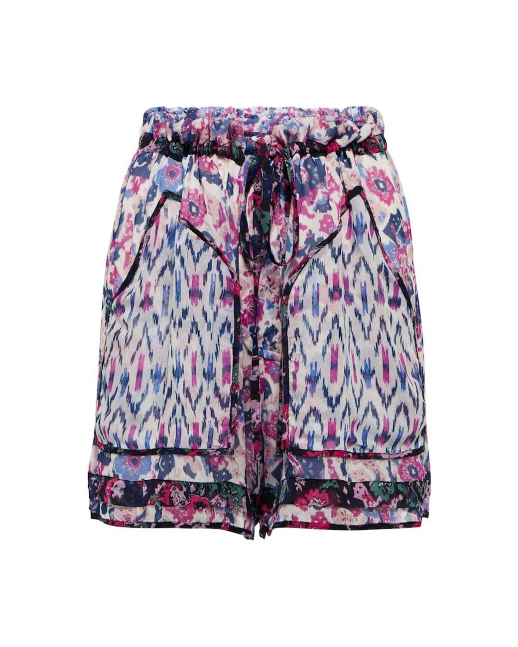 Isabel Marant Purple Riolmy Printed Georgette Shorts
