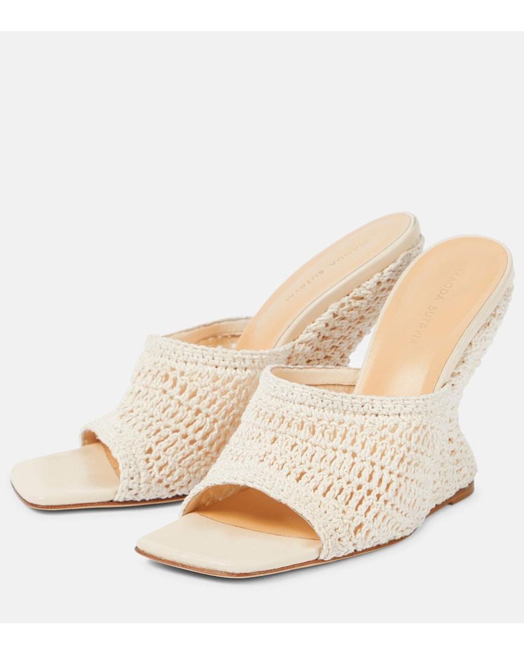 Magda Butrym White Crochet Wedge Sandals