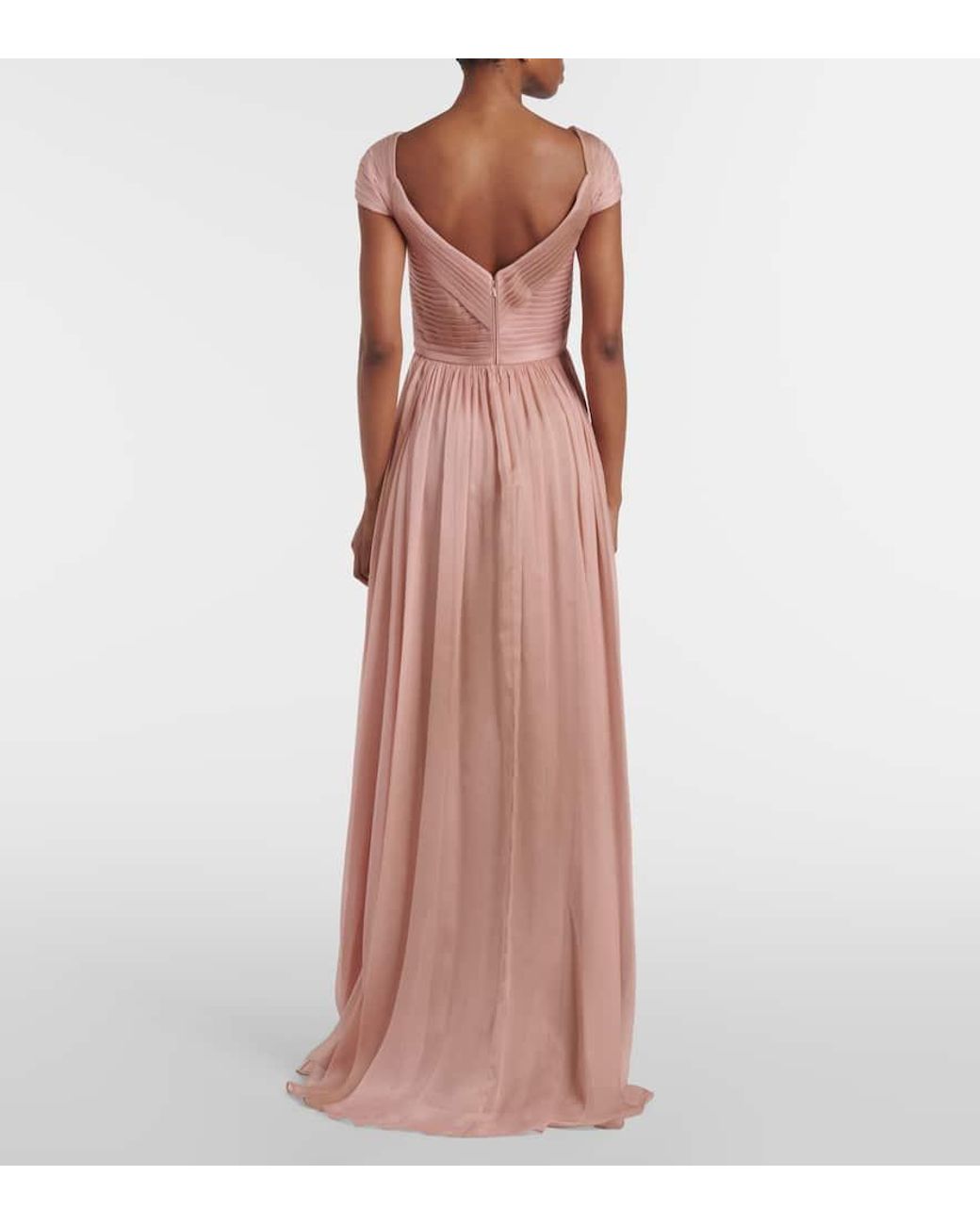 Elie Saab Gathered Silk Chiffon Gown in Pink | Lyst UK
