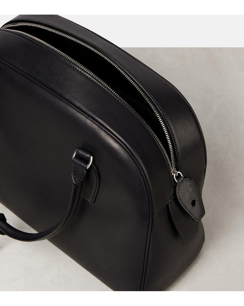 The Row Black India Medium Leather Tote Bag