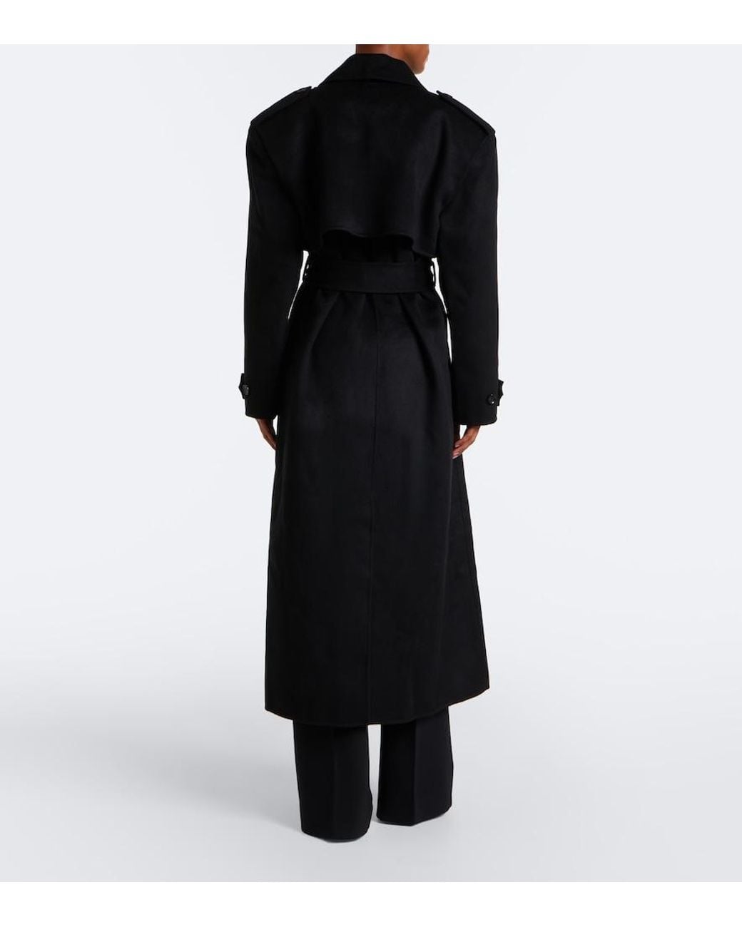 Frankie Shop Black Nikola Padded Wool And Cashmere Trench Coat