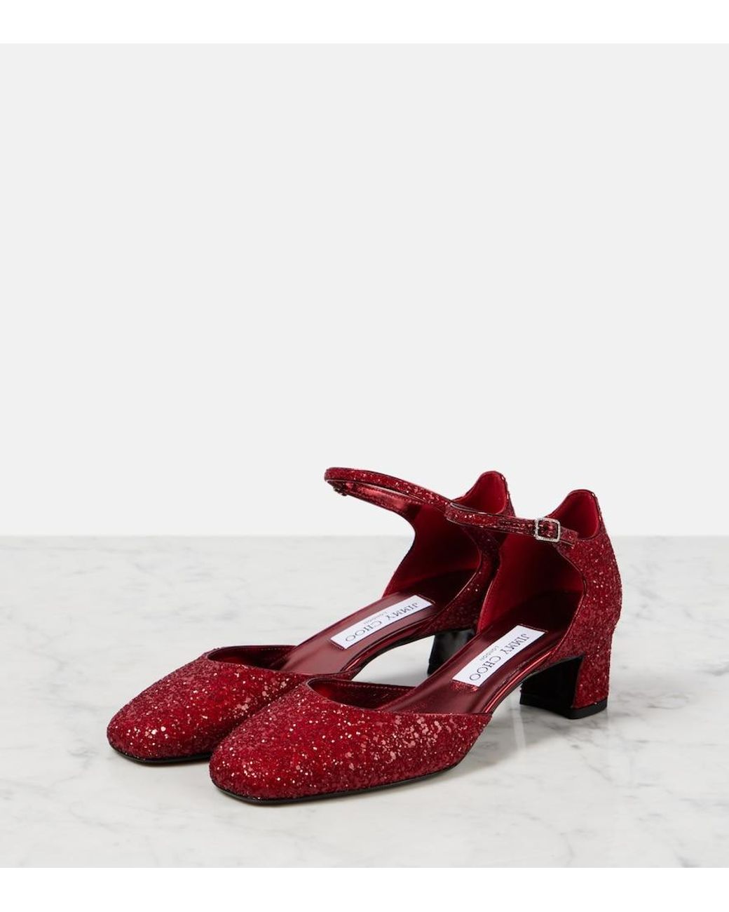 Jimmy Choo Red Pixie 45 Glitter Pumps