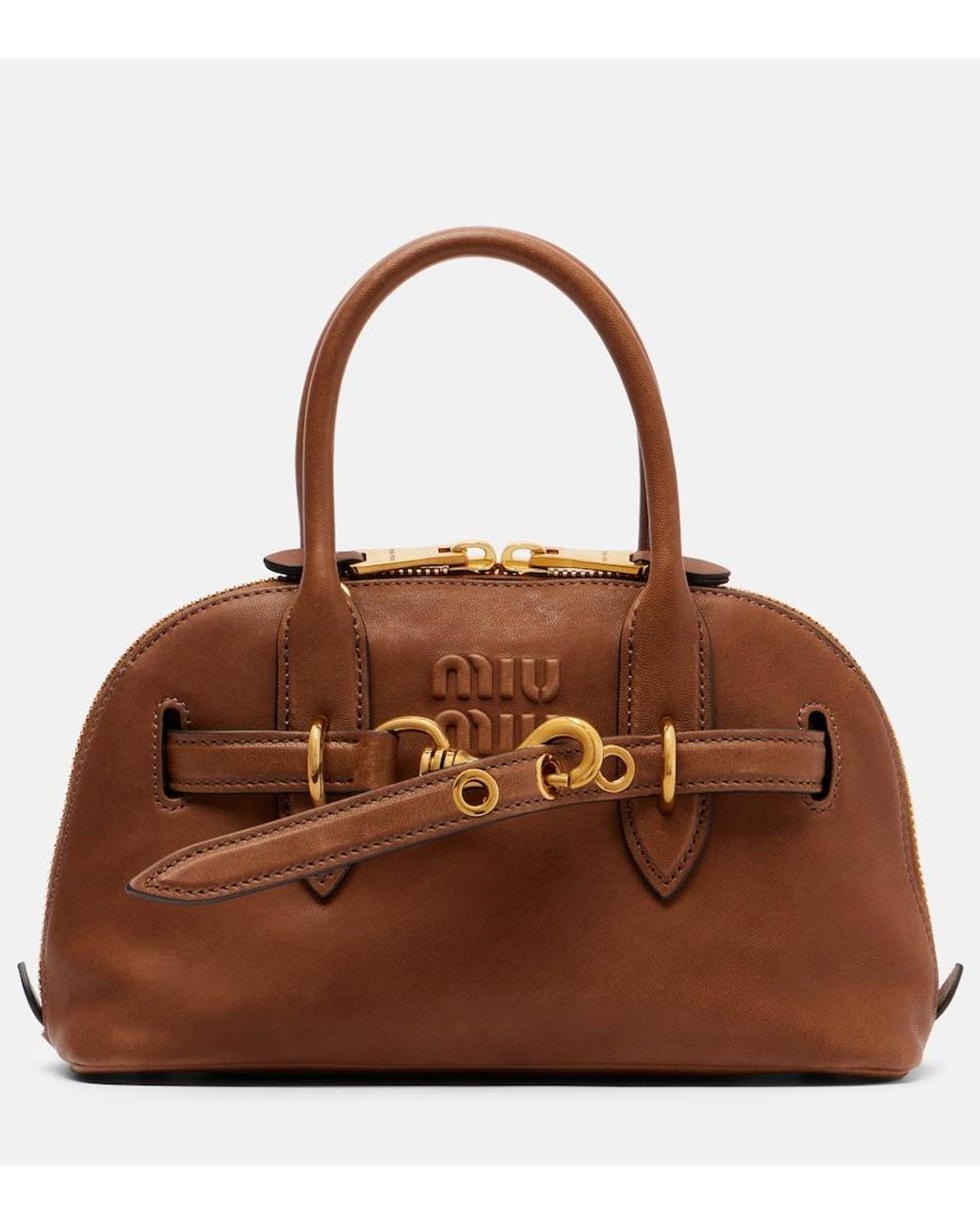 Miu Miu Brown Adventure Leather Tote Bag