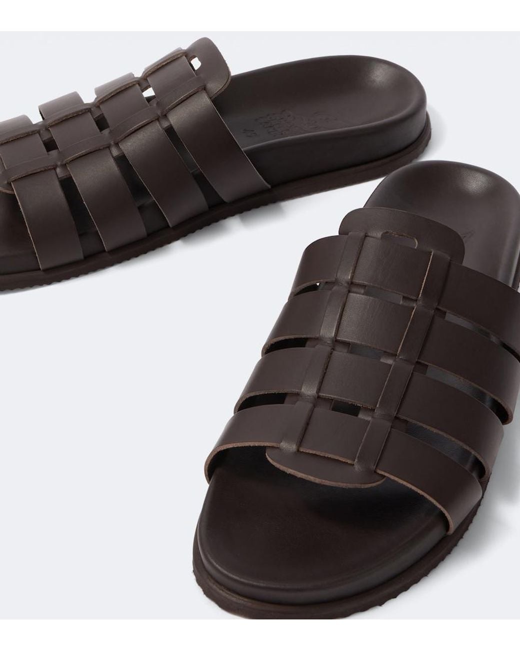 Ancient Greek Sandals Brown Laodamas Leather Fisherman Sandals for men