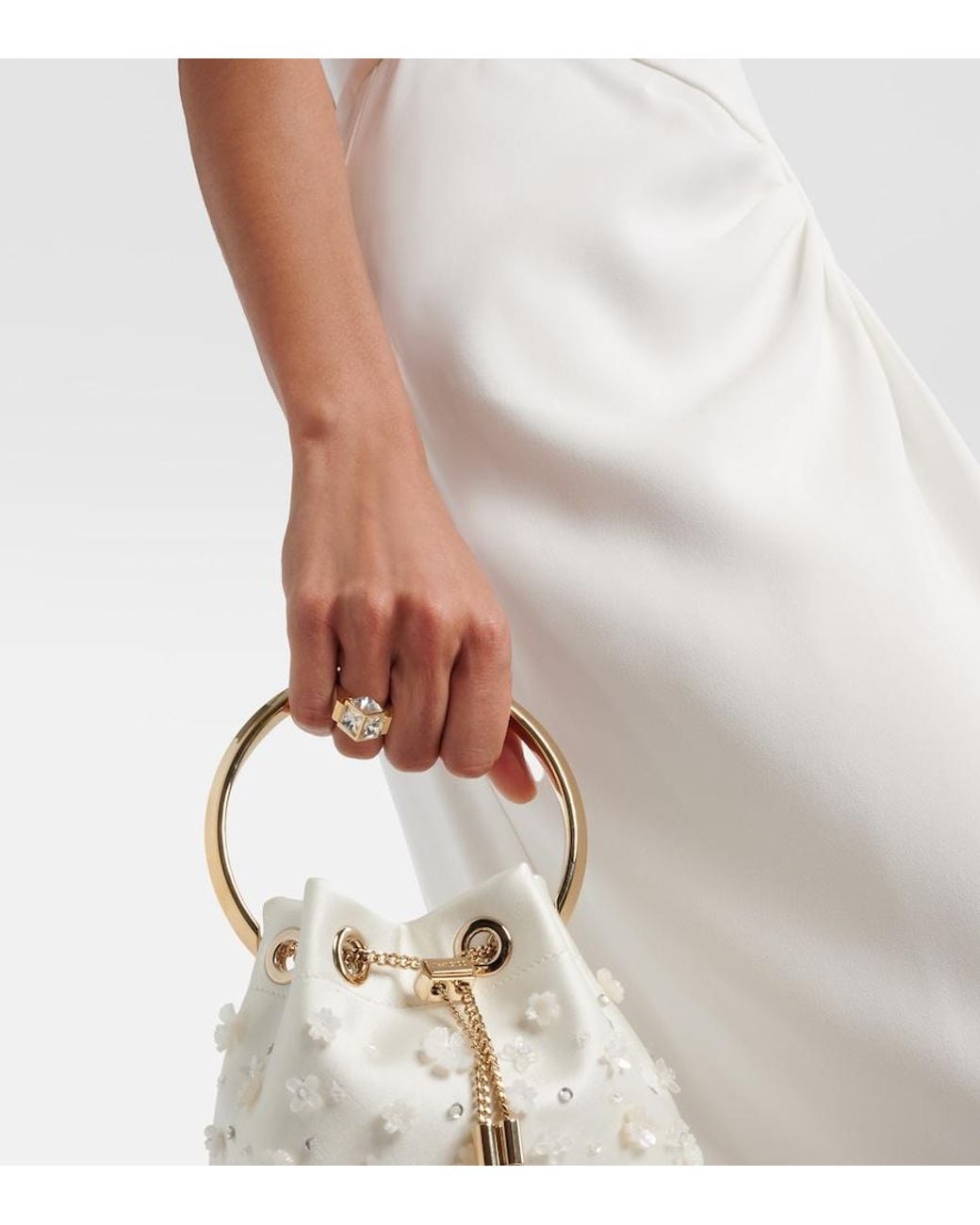 Jimmy Choo White Jc Cube Embellished Ring