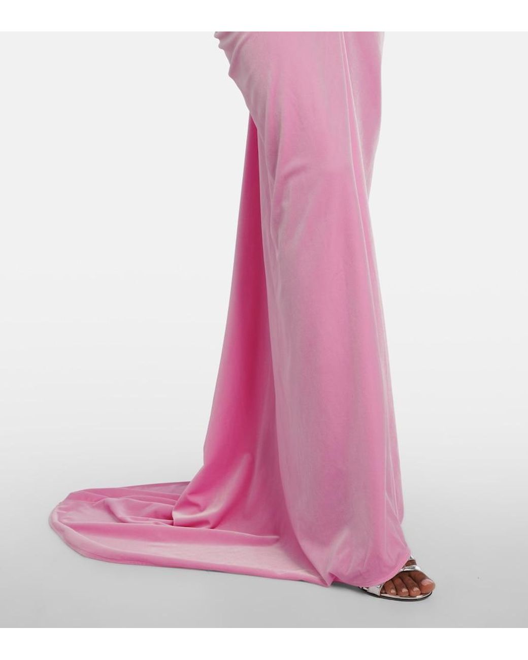Alex Perry Pink Ruched Velvet Bustier Gown