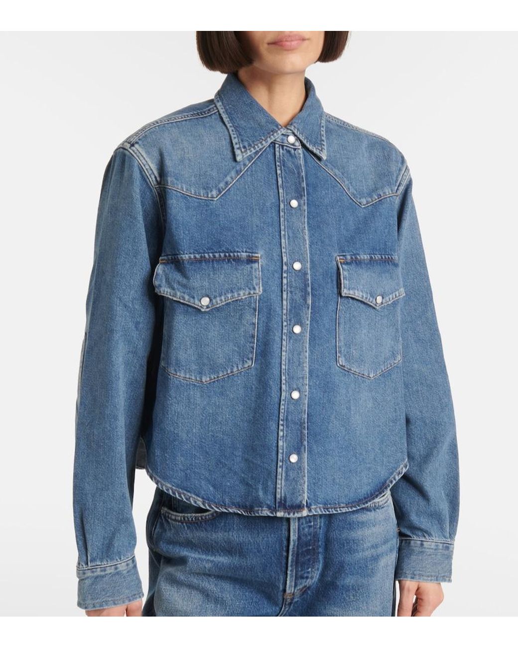 Citizens of Humanity Blue Cropped Denim Shirt
