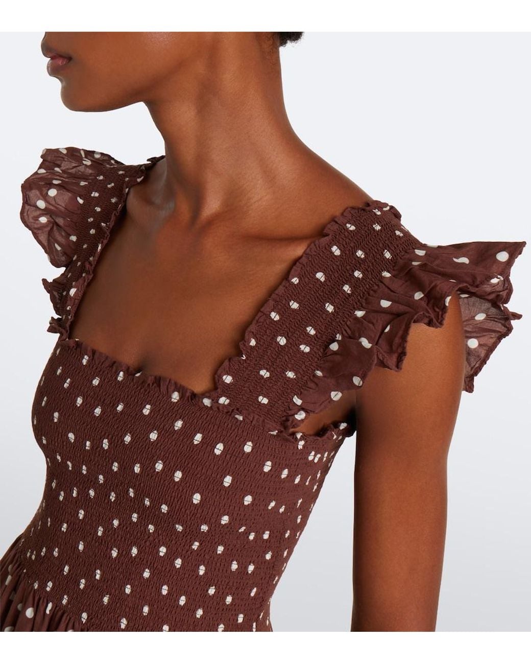 Rixo Purple Kendall Polka Dot Cotton Midi Dress
