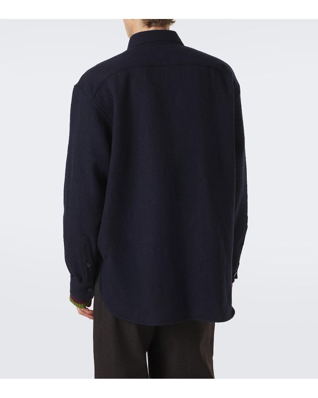 Dries Van Noten Blue Wool Overshirt for men