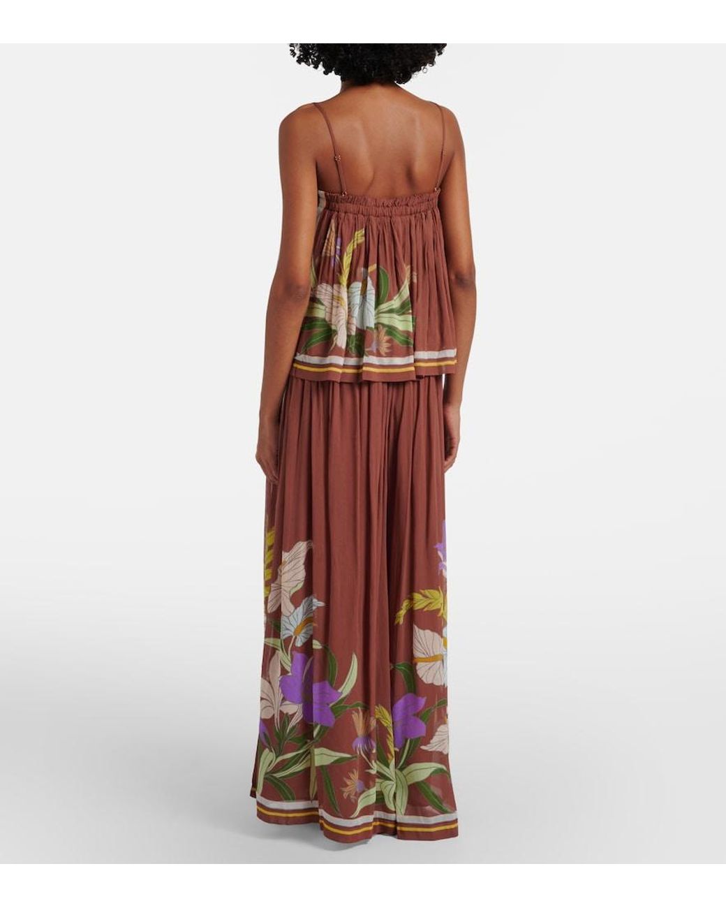 ALÉMAIS Brown Alfie Floral Wide-Leg Pants