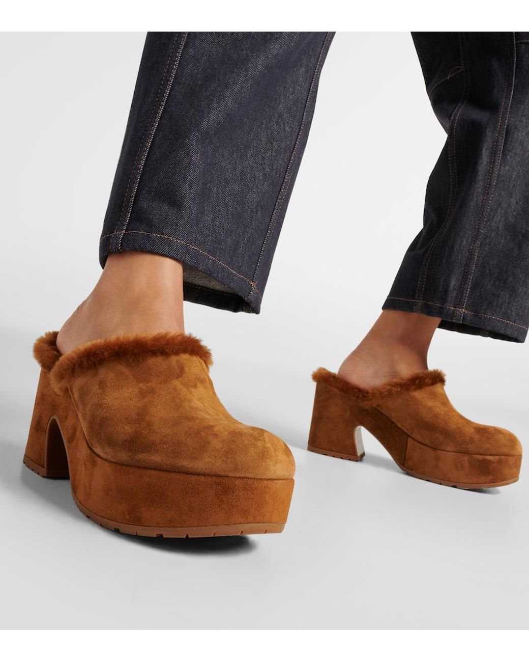 Gianvito Rossi Brown Lyss 55 Suede Platform Clogs