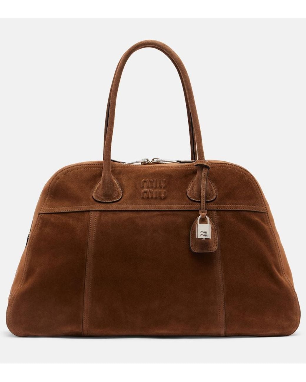 Miu Miu Brown Vivant Large Suede Bowling Bag