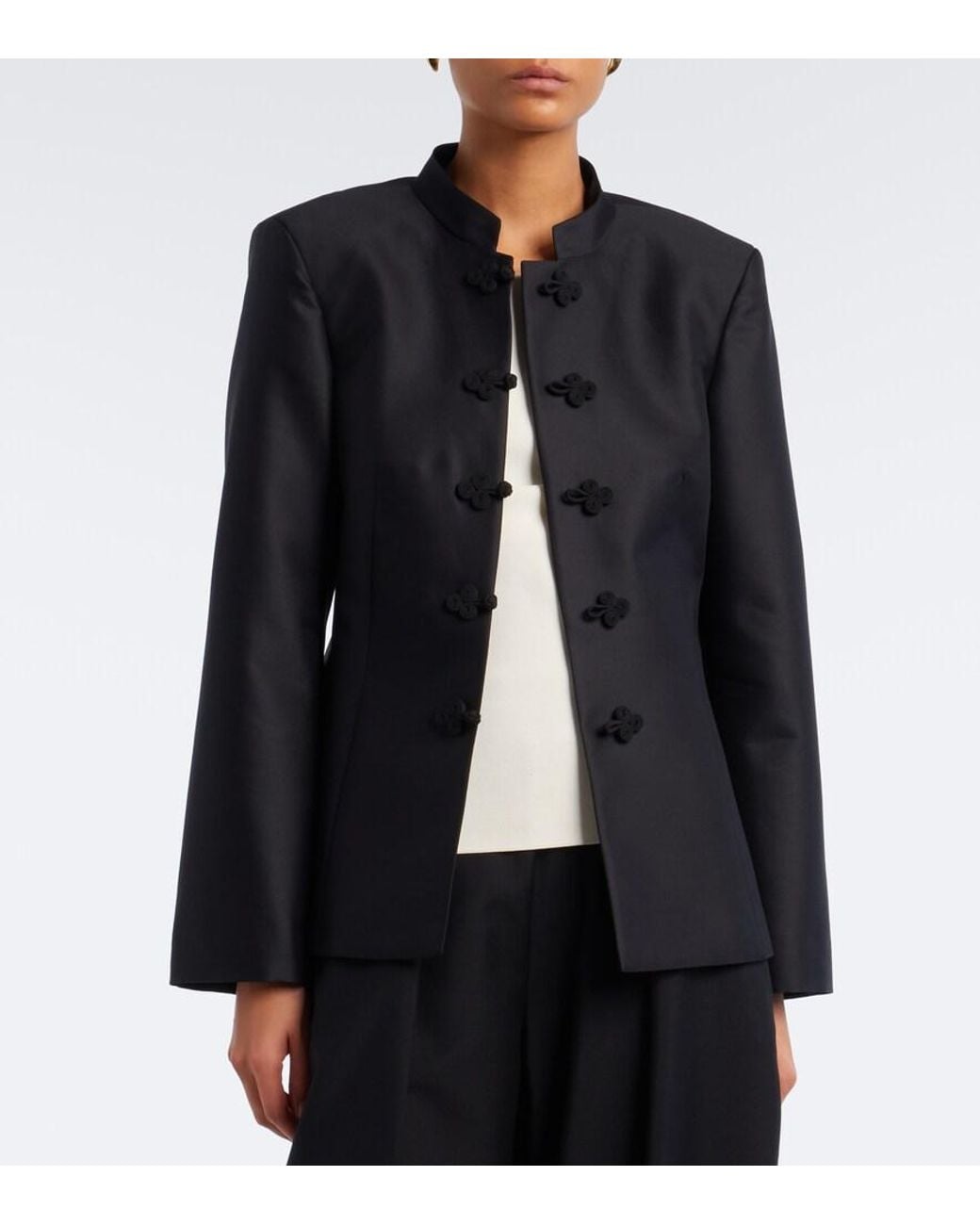 Rohe Black Wool And Silk Satin Jacket