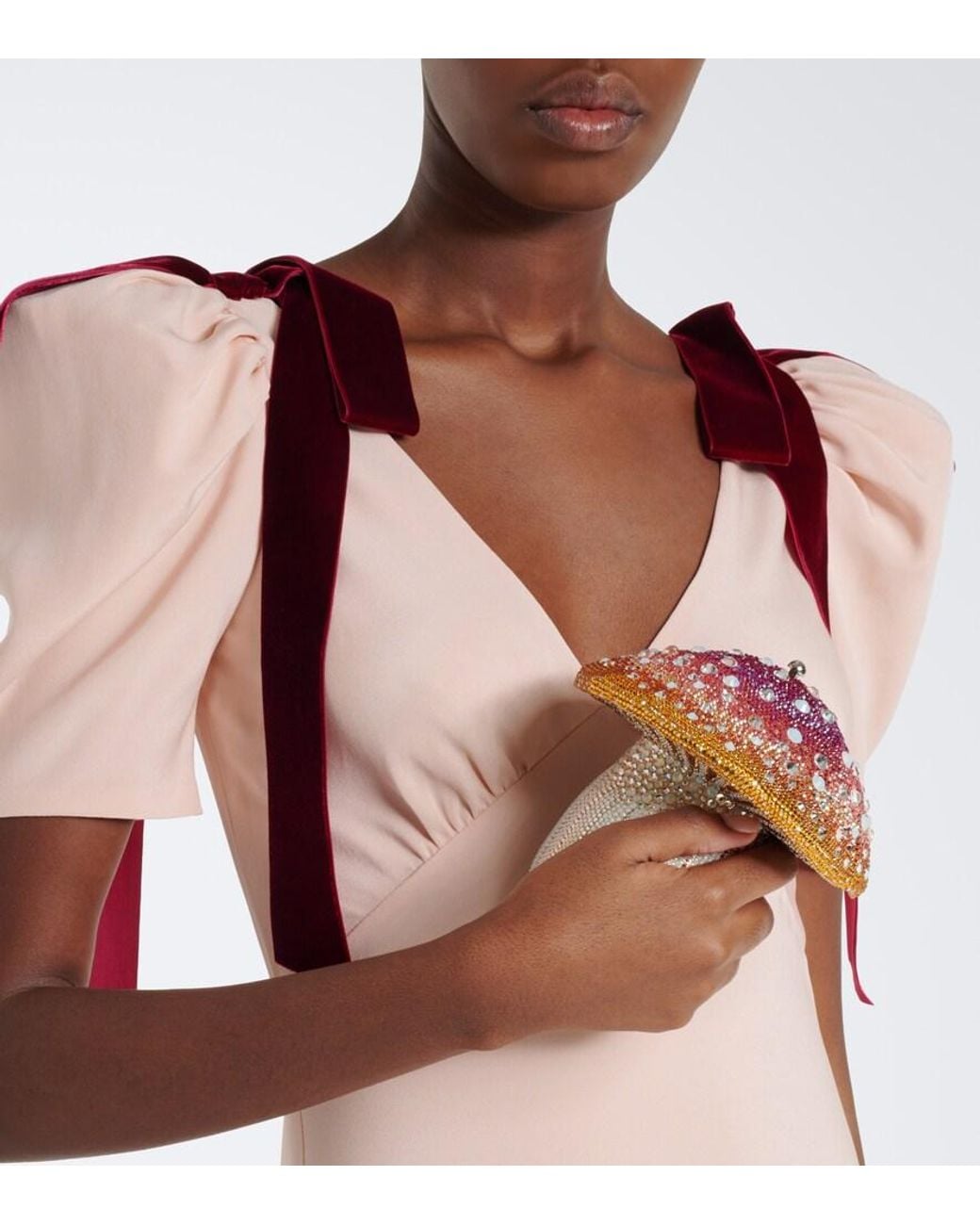 Judith Leiber Pink Mushroom Toadstool Embellished Clutch