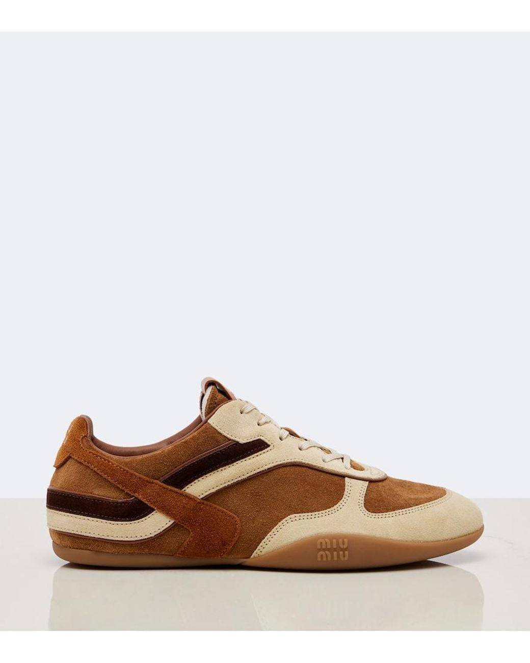 Miu Miu Brown Gymnasium Suede Sneakers