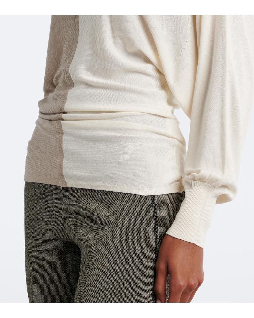 Jacquemus Natural Paneled Silk-Blend Sweater