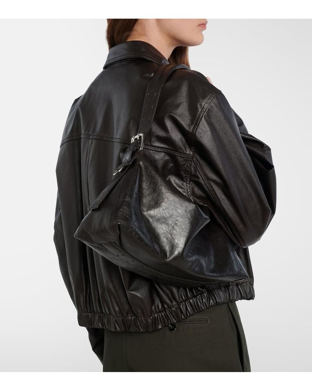 Lemaire Gray Belted Leather Shoulder Bag