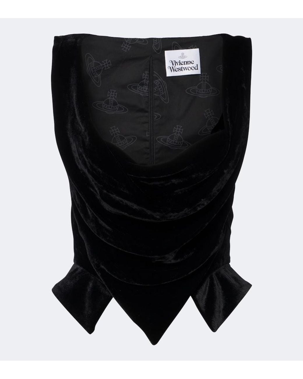 Vivienne Westwood Black Sunday Draped Velvet Bustier Top