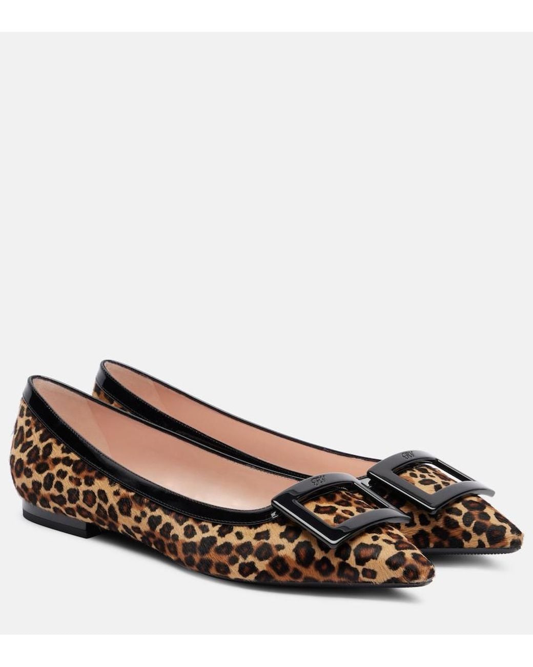 Roger Vivier Brown Gommette Ball Calf Hair Ballet Flats