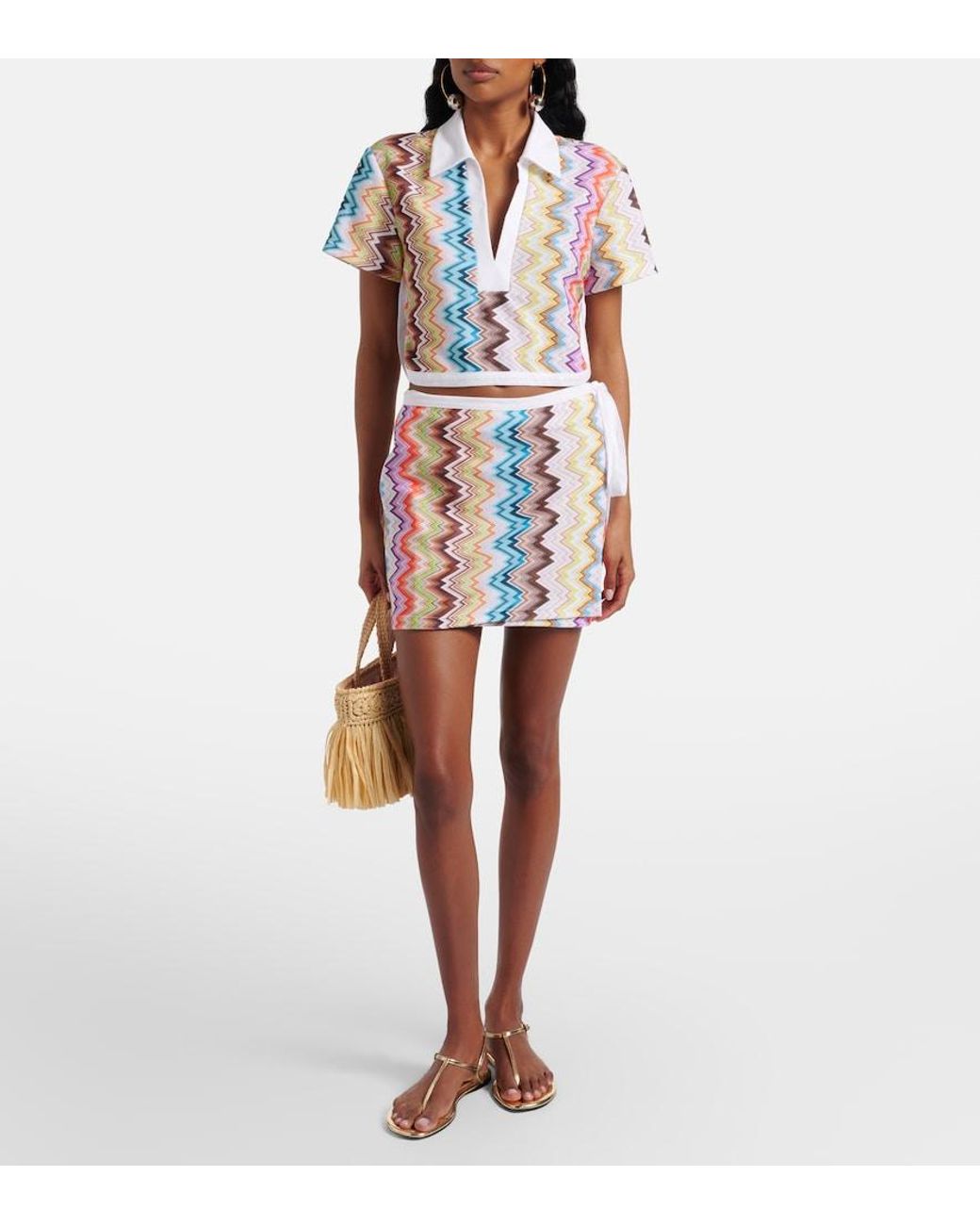 Missoni White Zigzag Wrap Skirt
