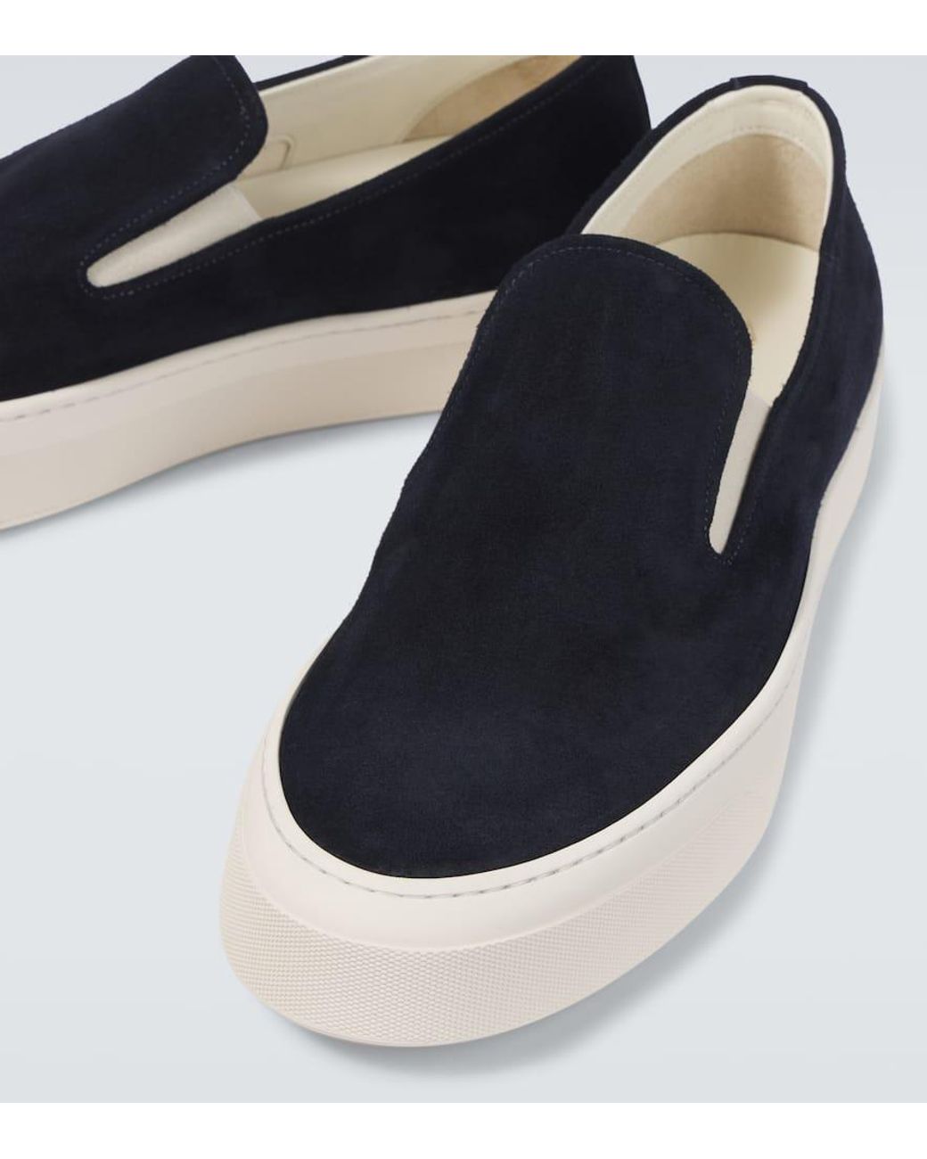 Common Projects Navy Suede Slip-On Sneaker with Cream Sole Common Projects Suede Slip-On Sneakers in Blue for Men | Lyst main image 3