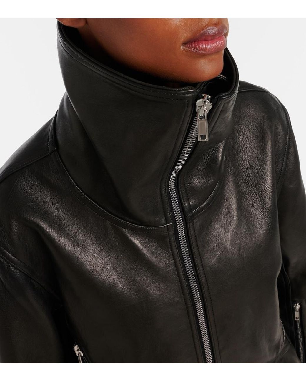 Rick Owens Asymmetric Leather Jacket in Black | Lyst