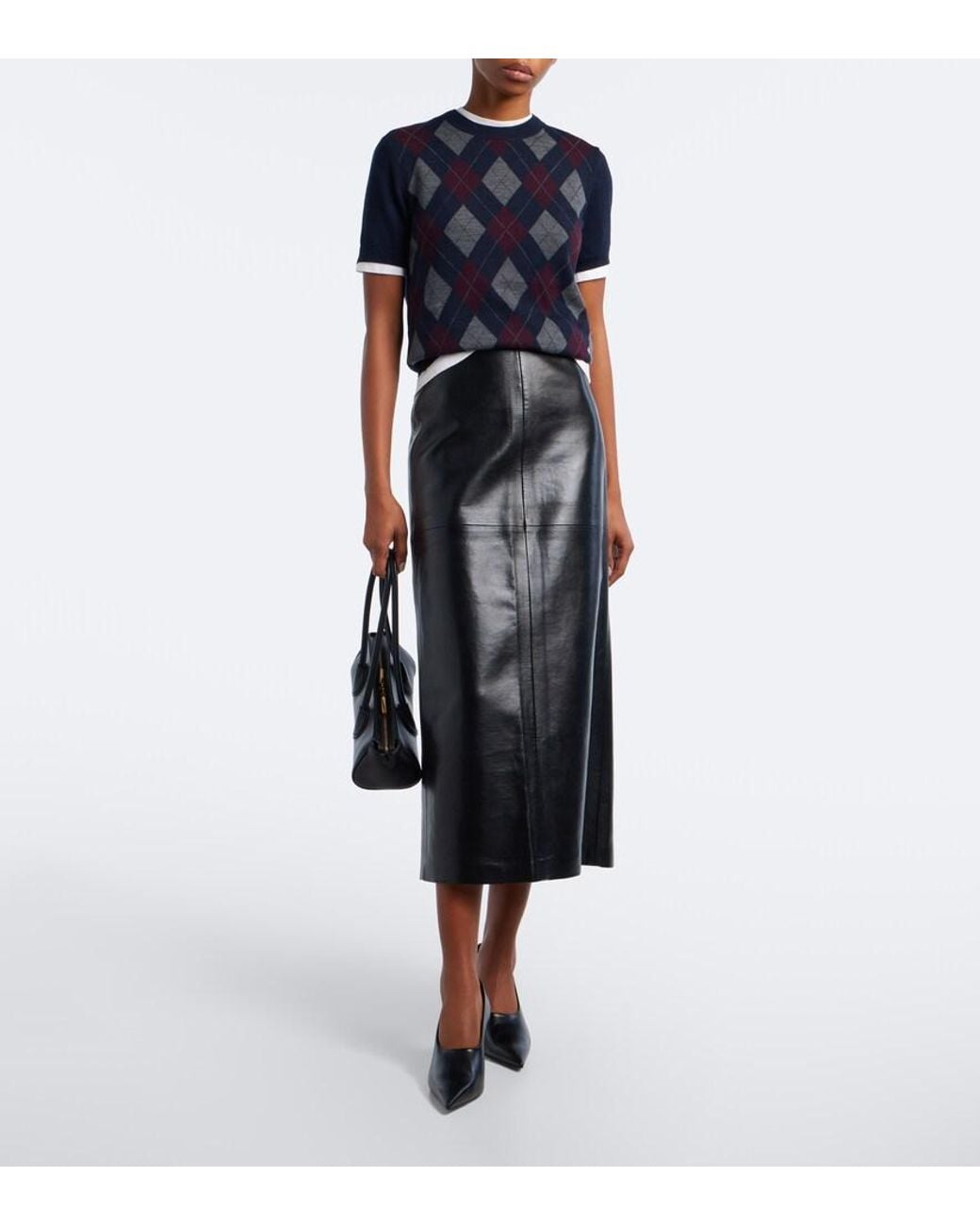 Tory Burch Blue Argyle Wool Sweater