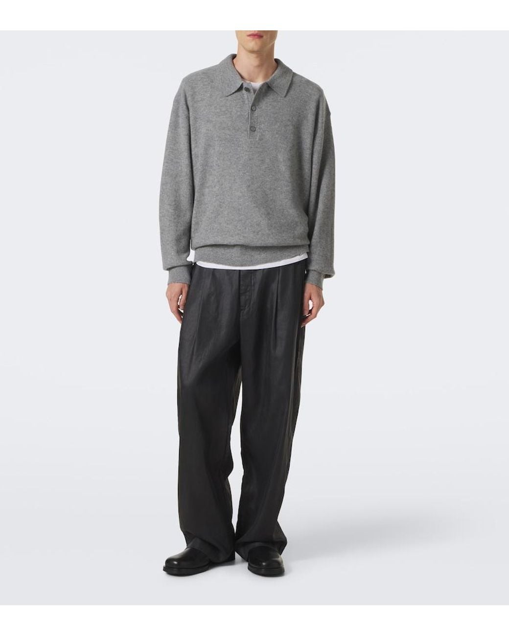 FRAME Gray Wool Polo Sweater for men