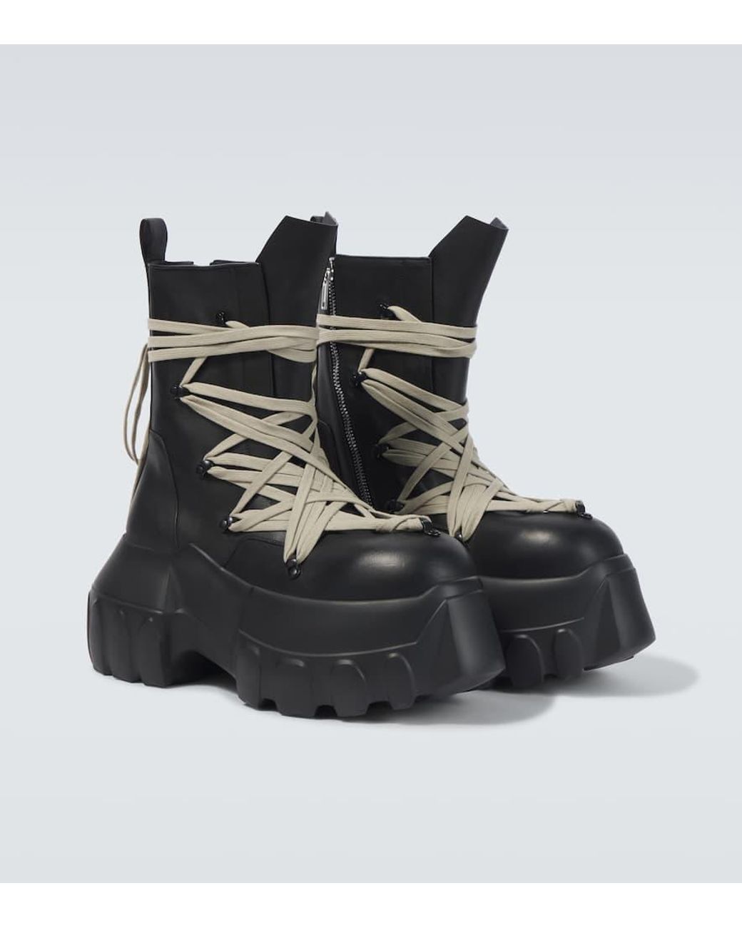 Rick Owens Megalace Mega Tractor Lace-Up Boots in Black for Men