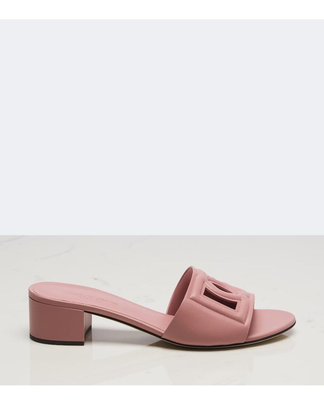 Dolce & Gabbana Pink Dg Leather Mules
