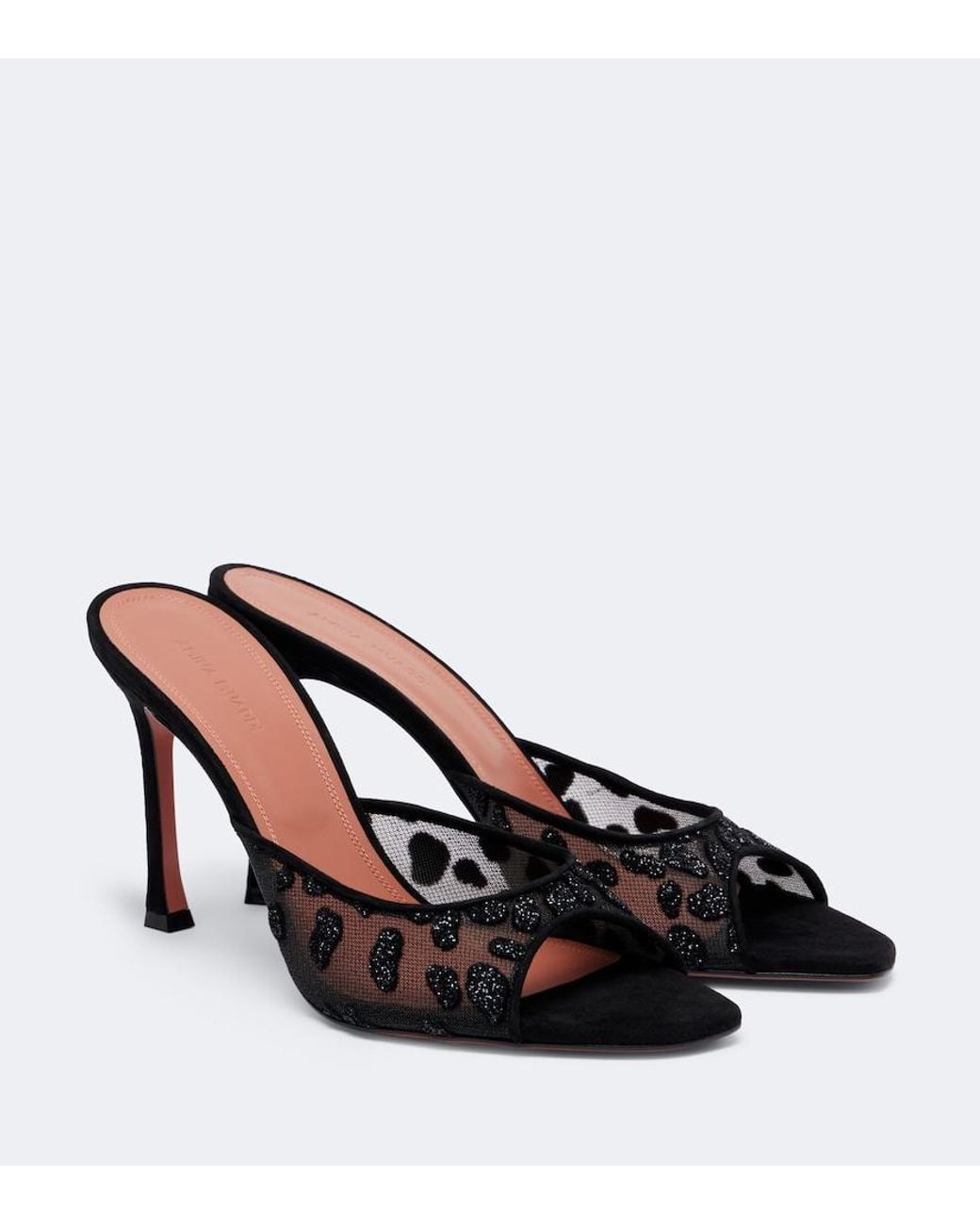 AMINA MUADDI Brown Alexa Embellished Mesh Mules