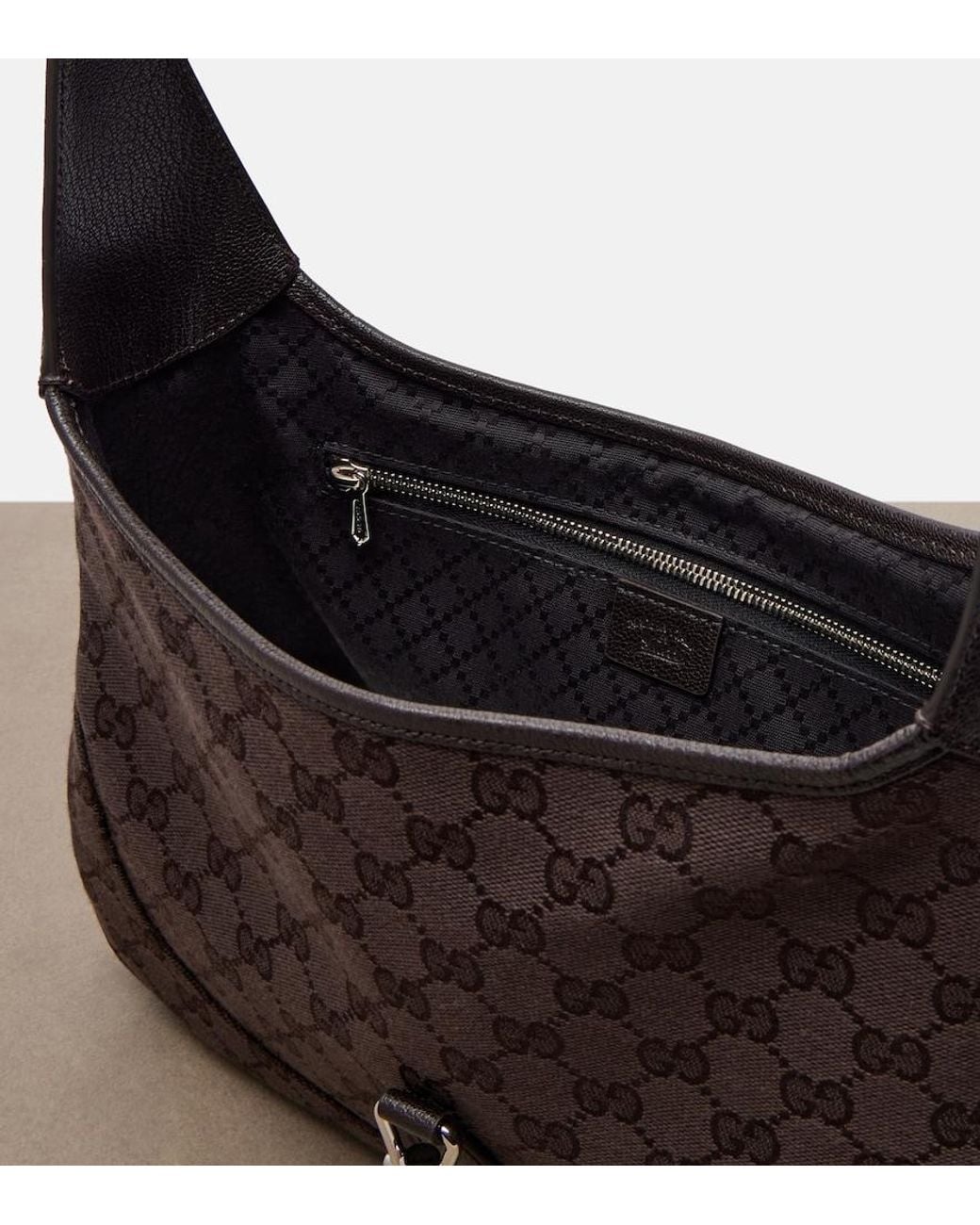 Gucci Black Jackie 1961 Medium Canvas Shoulder Bag