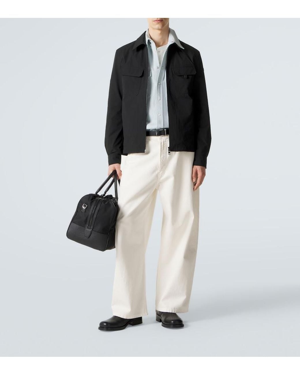 Moncler Black Seersucker Overshirt for men