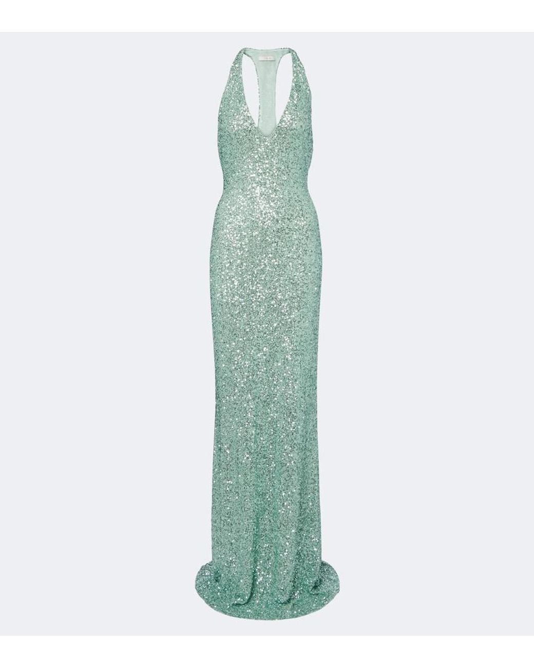 The Sei Green Sequined Halterneck Gown