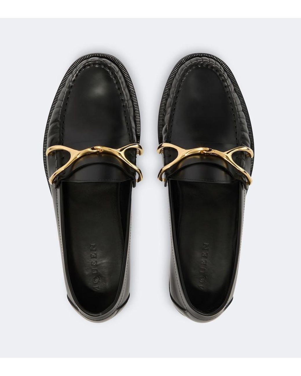 McQueen Black Wishbone Leather Loafers for men