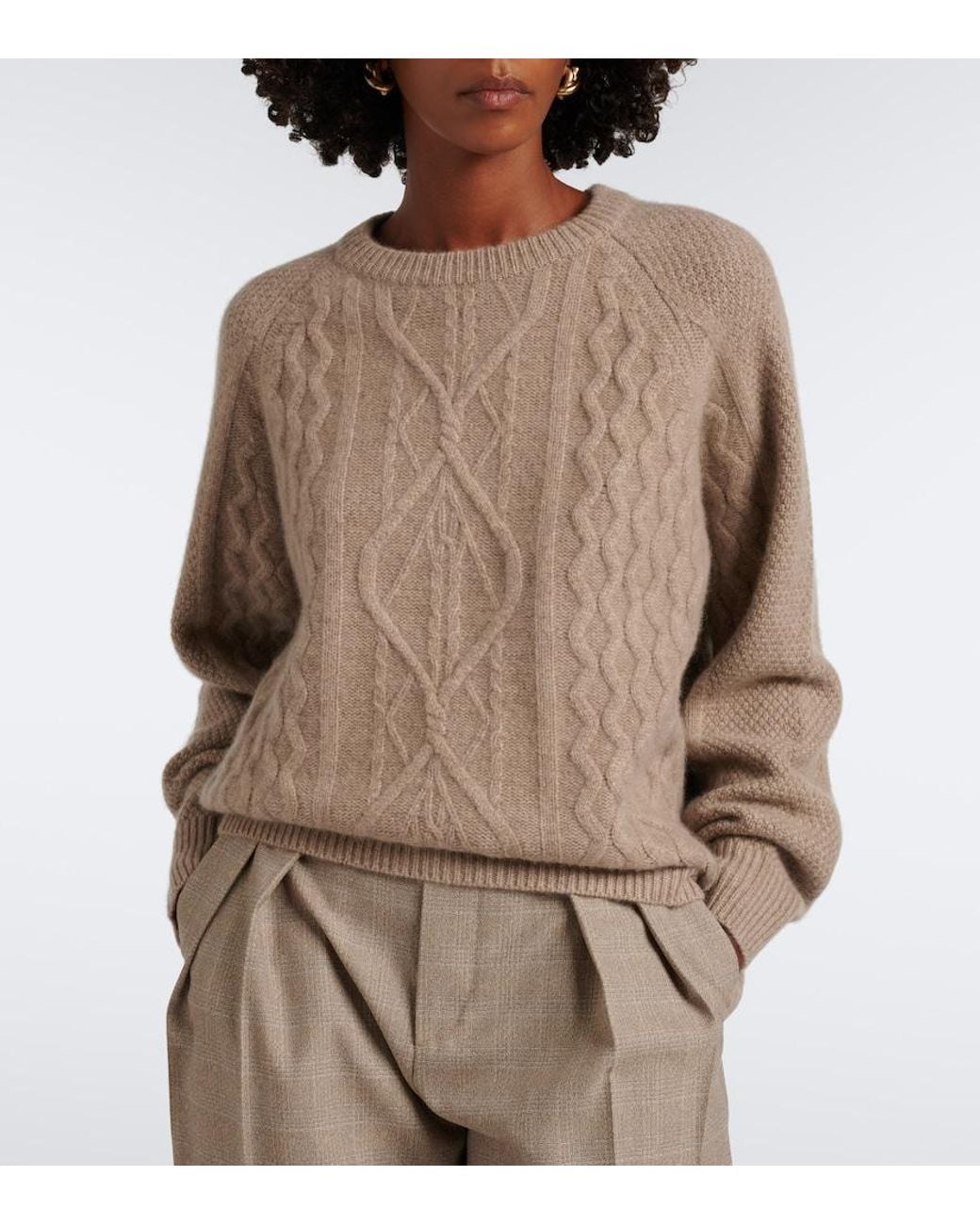 arch4 Brown Delilah Cable-Knit Cashmere Sweater