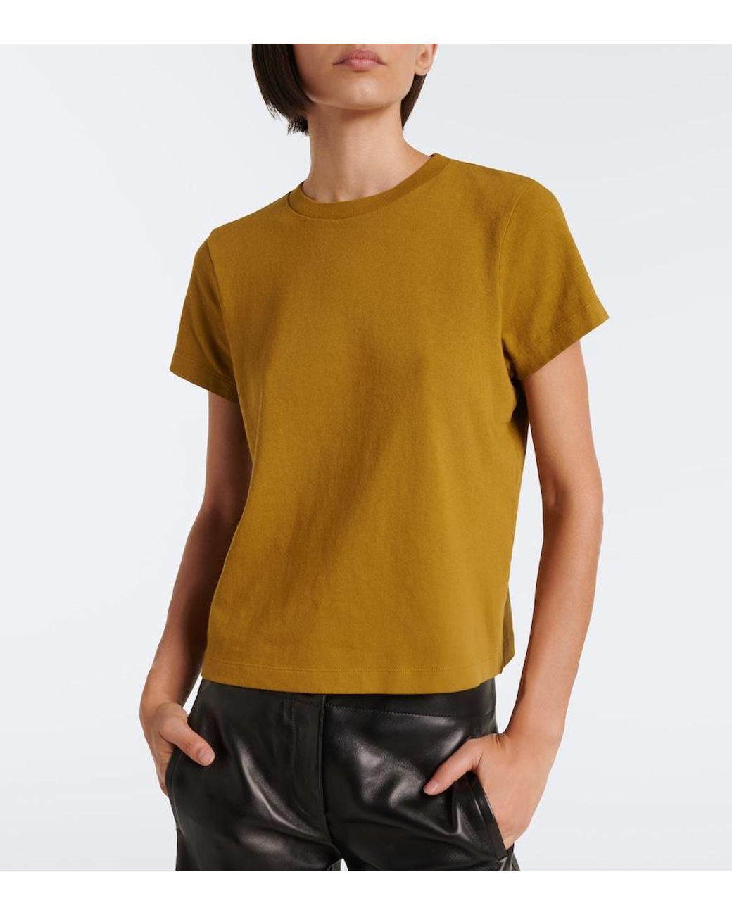 Khaite Yellow Emmylou Knitted Cotton T-Shirt